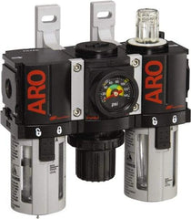 ARO/Ingersoll-Rand - 1/4" NPT Port Miniature 3 Piece Filter-Regulator-Lubricator FRL Unit - Polycarbonate Bowl, 46 SCFM, 150 Max psi, 5" High x 4.724" Long, Automatic Drain - Industrial Tool & Supply
