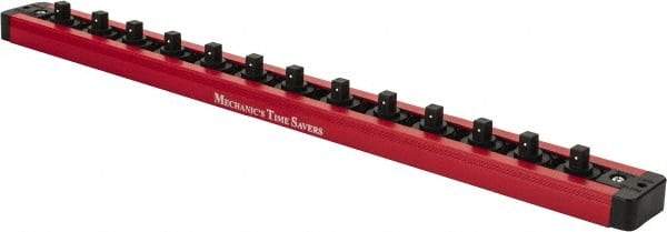 Value Collection - 13 Piece Capacity Magnetic Locking Socket Holder - 1/4" Drive, Red - Industrial Tool & Supply