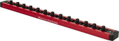 Value Collection - 13 Piece Capacity Magnetic Locking Socket Holder - 1/4" Drive, Red - Industrial Tool & Supply