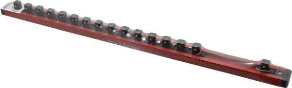 Value Collection - 16 Piece Capacity Magnetic Locking Socket Holder - 1/2" Drive, Red - Industrial Tool & Supply