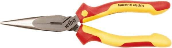Wiha - 200mm OAL, 2-3/4" Jaw Length, Long Nose Side Cutting Pliers - Insulated Handles - Industrial Tool & Supply