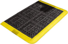 Wearwell - Dry/Wet Environment, Anti-Fatigue Matting - Black & Yellow, Vinyl with Vinyl Base, Beveled - Industrial Tool & Supply