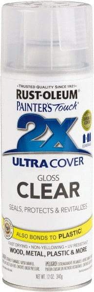 Rust-Oleum - Clear, Gloss, Enamel Spray Paint - 8 Sq Ft per Can, 12 oz Container, Use on Multipurpose - Industrial Tool & Supply