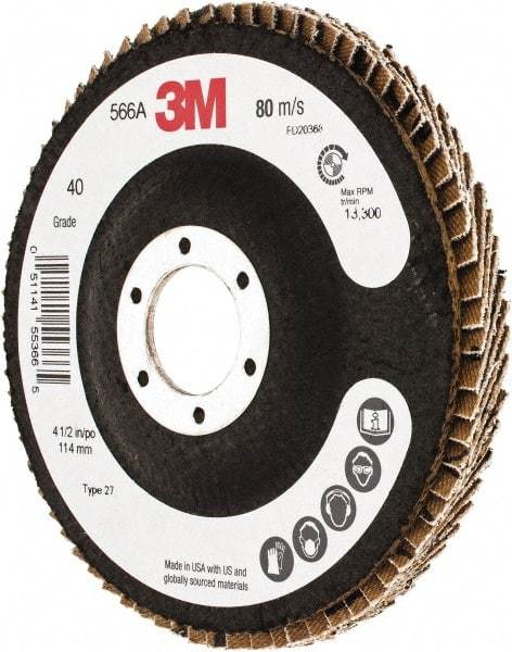 3M - Flap Disc - Cloth Backing, Arbor Attaching System - Industrial Tool & Supply
