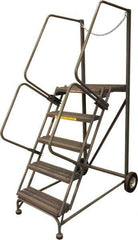 Ballymore - 80" 5 Step Rolling Warehouse Ladder - Truck & Dock Access, 450 Lb Capacity, 50" Platform Height, 32" Base Width x 53" Base Depth, Serrated - Industrial Tool & Supply