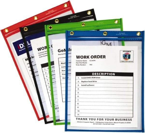 C-LINE - 20 Piece Black, Red, Blue & Green Shop Ticket Holder - 12" High x 9" Wide - Industrial Tool & Supply