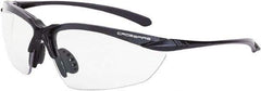 CrossFire - Clear Lenses, Frameless Safety Glasses - Scratch Resistant, Black Polycarbonate Frame, Size Universal, Wrap Around - Industrial Tool & Supply