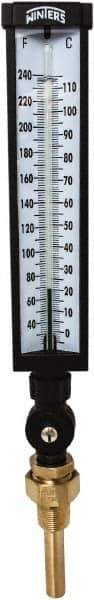 Winters - 30 to 240°F, Industrial Thermometer with Standard Thermowell - 3 Inch Immersion Length, 3-1/2 Inch Stem Length, 17 Inch Long, 3/4 Inch Thread - Industrial Tool & Supply