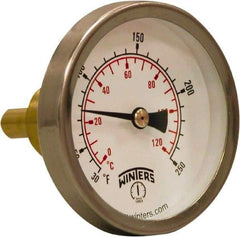 Winters - 30 to 250°F, Industrial Thermometer with Standard Thermowell - 1 Inch Immersion Length, 2.012 Inch Stem Length, 2 Inch Long, 3/4 Inch Thread - Industrial Tool & Supply