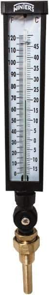 Winters - -15 to 120°F, Industrial Thermometer with Standard Thermowell - 3 Inch Immersion Length, 3-1/2 Inch Stem Length, 17 Inch Long, 3/4 Inch Thread - Industrial Tool & Supply