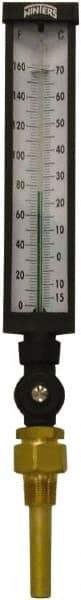 Winters - -15 to 160°F, Industrial Thermometer with Standard Thermowell - 3 Inch Immersion Length, 3-1/2 Inch Stem Length, 17 Inch Long, 3/4 Inch Thread - Industrial Tool & Supply