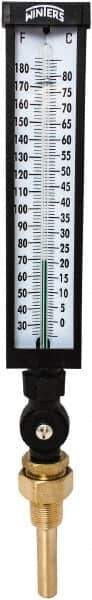 Winters - 30 to 180°F, Industrial Thermometer with Standard Thermowell - 3 Inch Immersion Length, 3-1/2 Inch Stem Length, 17 Inch Long, 3/4 Inch Thread - Industrial Tool & Supply