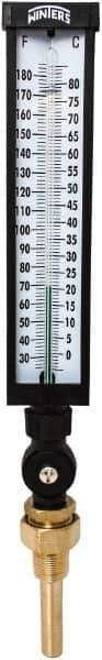 Winters - 30 to 180°F, Industrial Thermometer with Standard Thermowell - 3 Inch Immersion Length, 3-1/2 Inch Stem Length, 17 Inch Long, 3/4 Inch Thread - Industrial Tool & Supply