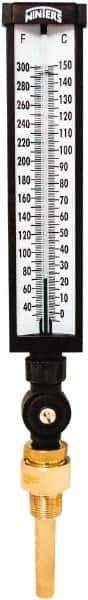 Winters - 30 to 300°F, Industrial Thermometer with Standard Thermowell - 3 Inch Immersion Length, 3-1/2 Inch Stem Length, 17 Inch Long, 3/4 Inch Thread - Industrial Tool & Supply