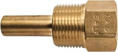 Winters - 2-1/2 Inch Overall Length, 3/4 Inch Thread, Brass Thermowell - 1.3 Inch Insertion Length - Industrial Tool & Supply