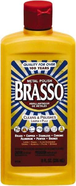 Brasso - 8 Fluid Ounce Liquid Metal Polish - Unscented, Bottle - Industrial Tool & Supply