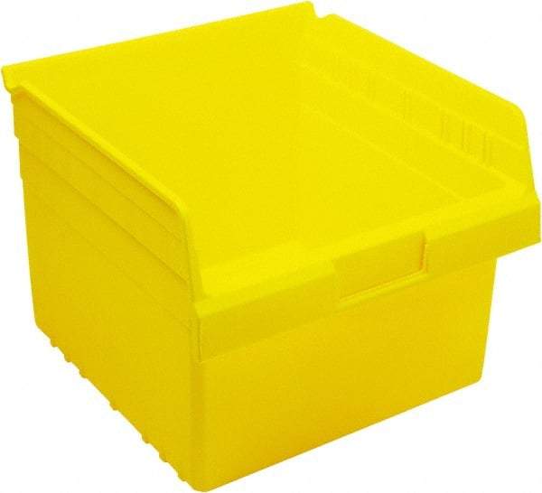 Quantum Storage - 11-5/8" Deep, Yellow Polypropylene Hopper Shelf Bin - 8" High x 11-1/8" Wide x 11-5/8" Long - Industrial Tool & Supply