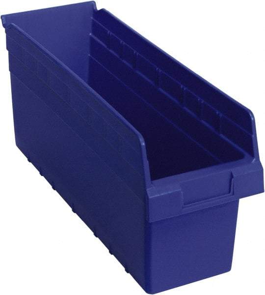 Quantum Storage - 17-7/8" Deep, Blue Polypropylene Hopper Shelf Bin - 8" High x 6-5/8" Wide x 17-7/8" Long - Industrial Tool & Supply