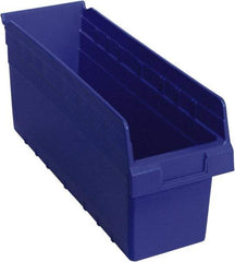 Quantum Storage - 17-7/8" Deep, Blue Polypropylene Hopper Shelf Bin - 8" High x 6-5/8" Wide x 17-7/8" Long - Industrial Tool & Supply