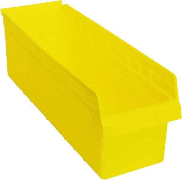 Quantum Storage - 23-5/8" Deep, Yellow Polypropylene Hopper Shelf Bin - 8" High x 8-3/8" Wide x 23-5/8" Long - Industrial Tool & Supply