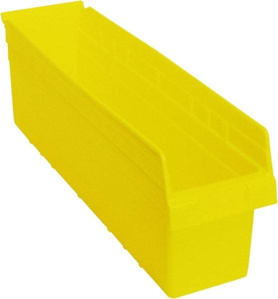 Quantum Storage - 23-5/8" Deep, Yellow Polypropylene Hopper Shelf Bin - 8" High x 6-5/8" Wide x 23-5/8" Long - Industrial Tool & Supply