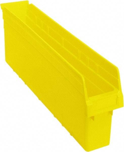 Quantum Storage - 23-5/8" Deep, Yellow Polypropylene Hopper Shelf Bin - 8" High x 4-3/8" Wide x 23-5/8" Long - Industrial Tool & Supply
