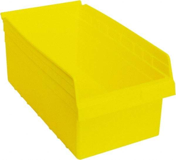 Quantum Storage - 17-7/8" Deep, Yellow Polypropylene Hopper Shelf Bin - 8" High x 11-1/8" Wide x 17-7/8" Long - Industrial Tool & Supply