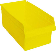 Quantum Storage - 17-7/8" Deep, Yellow Polypropylene Hopper Shelf Bin - 8" High x 11-1/8" Wide x 17-7/8" Long - Industrial Tool & Supply