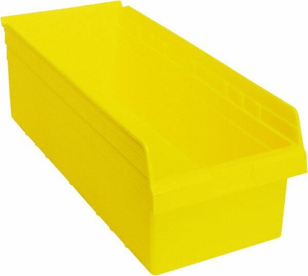Quantum Storage - 23-5/8" Deep, Yellow Polypropylene Hopper Shelf Bin - 8" High x 11-1/8" Wide x 23-5/8" Long - Industrial Tool & Supply