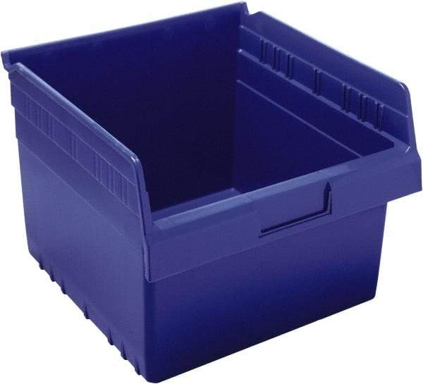 Quantum Storage - 11-5/8" Deep, Blue Polypropylene Hopper Shelf Bin - 8" High x 11-1/8" Wide x 11-5/8" Long - Industrial Tool & Supply