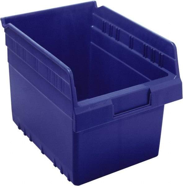 Quantum Storage - 11-5/8" Deep, Blue Polypropylene Hopper Shelf Bin - 8" High x 8-3/8" Wide x 11-5/8" Long - Industrial Tool & Supply