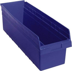 Quantum Storage - 23-5/8" Deep, Blue Polypropylene Hopper Shelf Bin - 8" High x 8-3/8" Wide x 23-5/8" Long - Industrial Tool & Supply