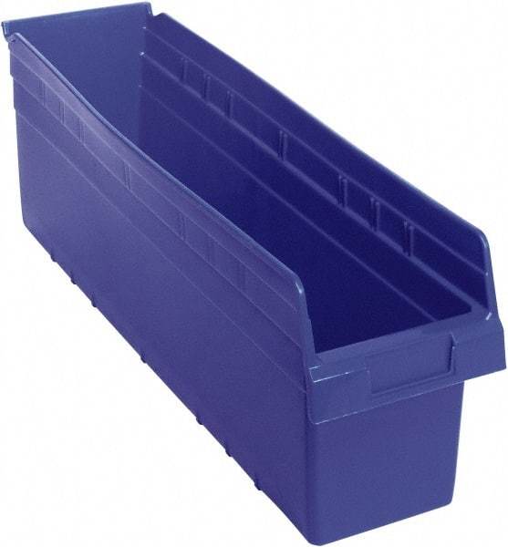 Quantum Storage - 23-5/8" Deep, Blue Polypropylene Hopper Shelf Bin - 8" High x 6-5/8" Wide x 23-5/8" Long - Industrial Tool & Supply