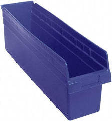 Quantum Storage - 23-5/8" Deep, Blue Polypropylene Hopper Shelf Bin - 8" High x 6-5/8" Wide x 23-5/8" Long - Industrial Tool & Supply