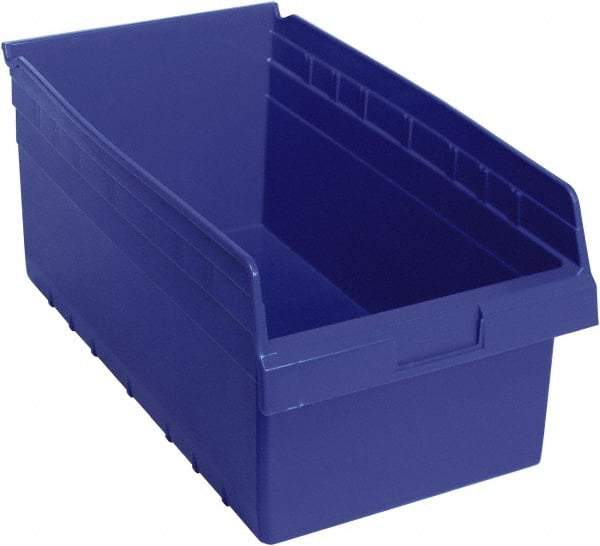 Quantum Storage - 17-7/8" Deep, Blue Polypropylene Hopper Shelf Bin - 8" High x 11-1/8" Wide x 17-7/8" Long - Industrial Tool & Supply