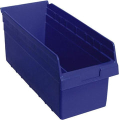 Quantum Storage - 17-7/8" Deep, Blue Polypropylene Hopper Shelf Bin - 8" High x 8-3/8" Wide x 17-7/8" Long - Industrial Tool & Supply