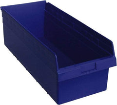 Quantum Storage - 23-5/8" Deep, Blue Polypropylene Hopper Shelf Bin - 8" High x 11-1/8" Wide x 23-5/8" Long - Industrial Tool & Supply