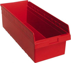 Quantum Storage - 23-5/8" Deep, Red Polypropylene Hopper Shelf Bin - 8" High x 11-1/8" Wide x 23-5/8" Long - Industrial Tool & Supply