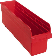 Quantum Storage - 23-5/8" Deep, Red Polypropylene Hopper Shelf Bin - 8" High x 6-5/8" Wide x 23-5/8" Long - Industrial Tool & Supply