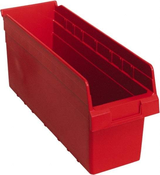 Quantum Storage - 17-7/8" Deep, Red Polypropylene Hopper Shelf Bin - 8" High x 6-5/8" Wide x 17-7/8" Long - Industrial Tool & Supply