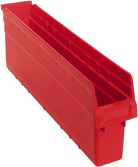 Quantum Storage - 23-5/8" Deep, Red Polypropylene Hopper Shelf Bin - 8" High x 4-3/8" Wide x 23-5/8" Long - Industrial Tool & Supply