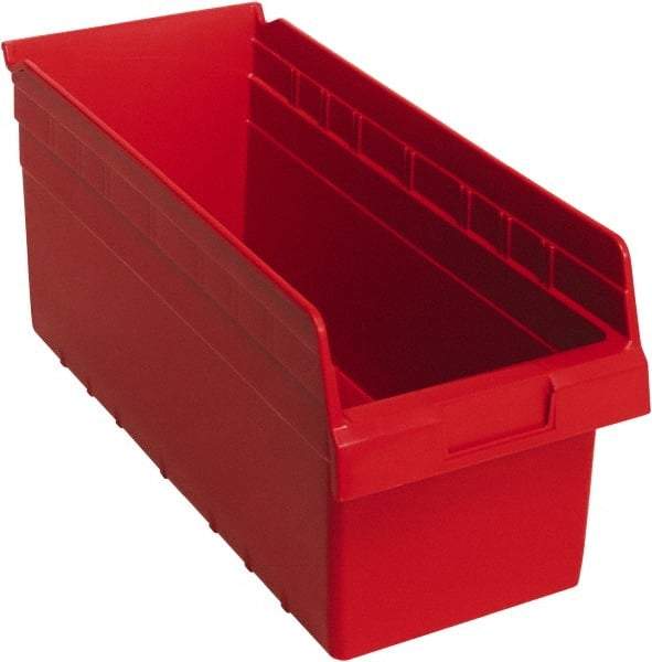 Quantum Storage - 17-7/8" Deep, Red Polypropylene Hopper Shelf Bin - 8" High x 8-3/8" Wide x 17-7/8" Long - Industrial Tool & Supply