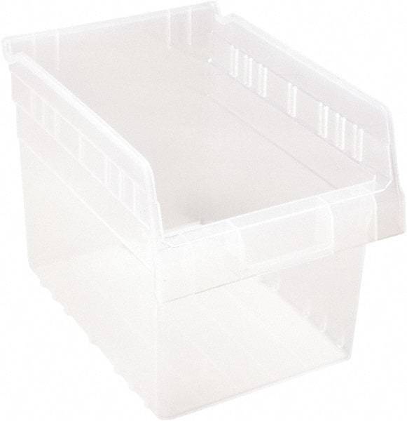 Quantum Storage - 11-5/8" Deep, Clear Polypropylene Hopper Shelf Bin - 8" High x 8-3/8" Wide x 11-5/8" Long - Industrial Tool & Supply