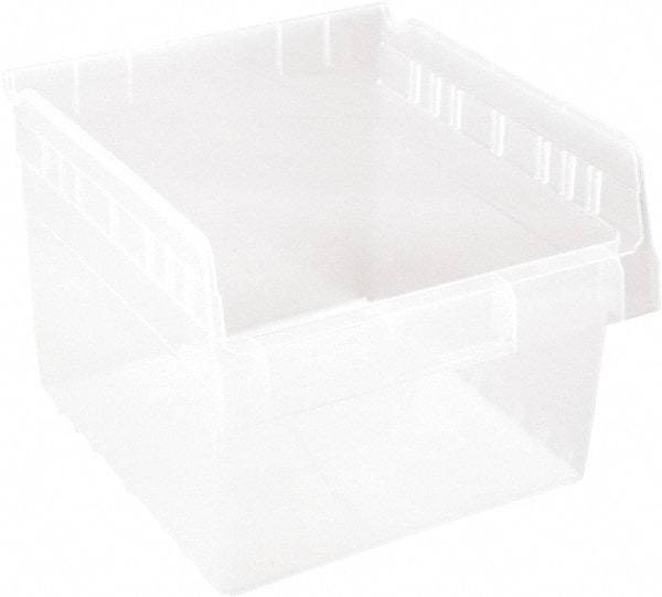 Quantum Storage - 11-5/8" Deep, Clear Polypropylene Hopper Shelf Bin - 8" High x 11-1/8" Wide x 11-5/8" Long - Industrial Tool & Supply