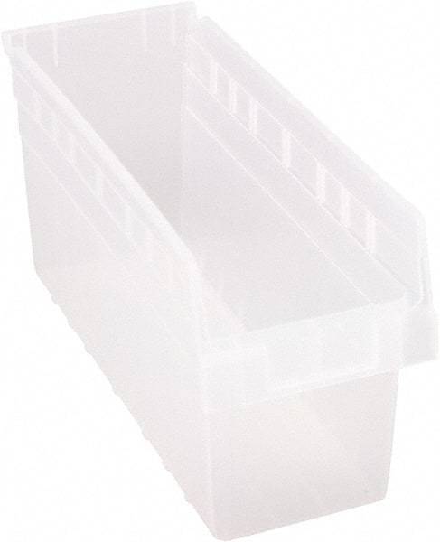 Quantum Storage - 17-7/8" Deep, Clear Polypropylene Hopper Shelf Bin - 8" High x 6-5/8" Wide x 17-7/8" Long - Industrial Tool & Supply
