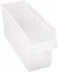 Quantum Storage - 17-7/8" Deep, Clear Polypropylene Hopper Shelf Bin - 8" High x 6-5/8" Wide x 17-7/8" Long - Industrial Tool & Supply