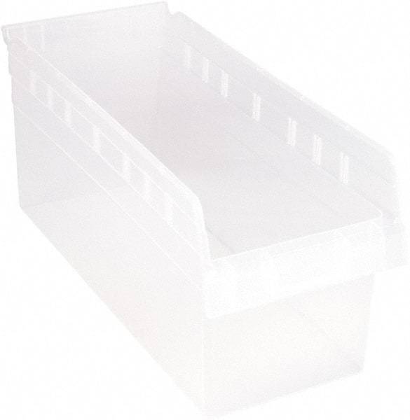 Quantum Storage - 17-7/8" Deep, Clear Polypropylene Hopper Shelf Bin - 8" High x 8-3/8" Wide x 17-7/8" Long - Industrial Tool & Supply