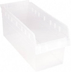 Quantum Storage - 17-7/8" Deep, Clear Polypropylene Hopper Shelf Bin - 8" High x 8-3/8" Wide x 17-7/8" Long - Industrial Tool & Supply
