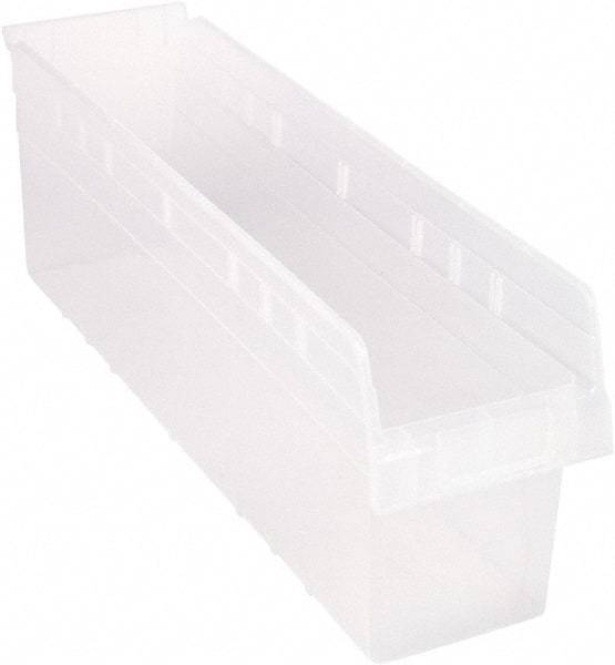Quantum Storage - 23-5/8" Deep, Clear Polypropylene Hopper Shelf Bin - 8" High x 6-5/8" Wide x 23-5/8" Long - Industrial Tool & Supply