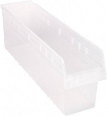 Quantum Storage - 23-5/8" Deep, Clear Polypropylene Hopper Shelf Bin - 8" High x 6-5/8" Wide x 23-5/8" Long - Industrial Tool & Supply
